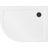 Mexen Flat brodzik półokrągły slim prawy 120 x 90 cm, biały, syfon czarny - 41109012P-B