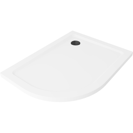 Mexen Flat brodzik półokrągły slim prawy 120 x 90 cm, biały, syfon czarny - 41109012P-B