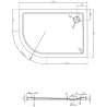 Mexen Flat brodzik półokrągły slim prawy 120 x 90 cm, biały, syfon czarny - 41109012P-B