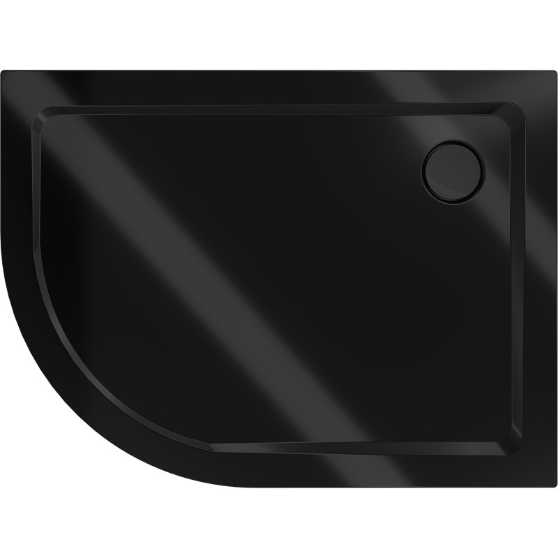 Mexen Flat brodzik półokrągły slim prawy 90 x 80 cm, czarny, syfon czarny - 41708090P-B