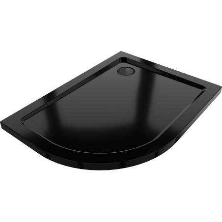 Mexen Flat brodzik półokrągły slim prawy 100 x 90 cm, czarny, syfon czarny - 41709010P-B
