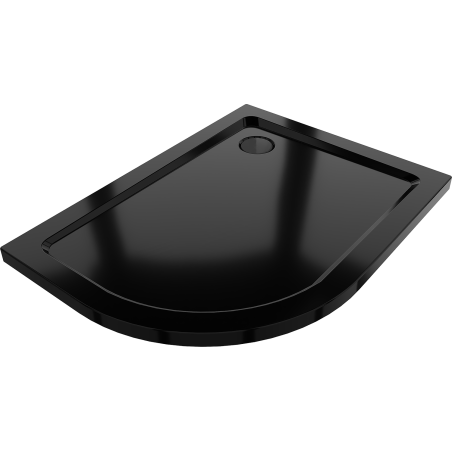 Mexen Flat brodzik półokrągły slim prawy 120 x 90 cm, czarny, syfon czarny - 41709012P-B