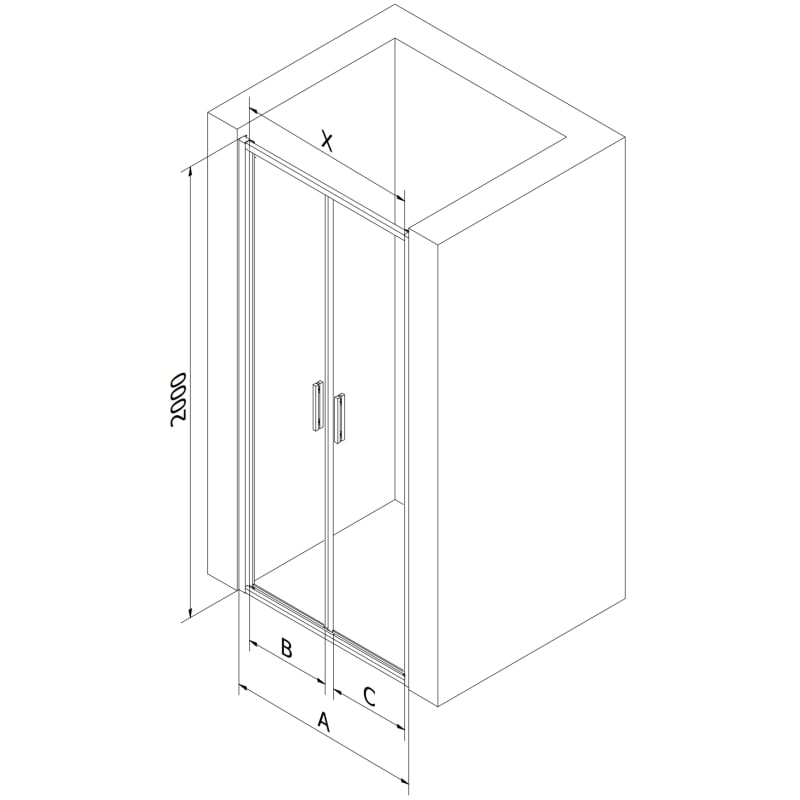 Mexen Exo-B Duo drzwi prysznicowe podwójne uchylne 100 cm, transparent, gun gray szczotkowany - 814-100-000-66-00