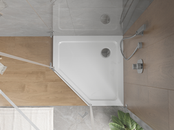 Mexen Flat brodzik pięciokątny slim 90 x 90 cm, biały, syfon chrom - 41P109090