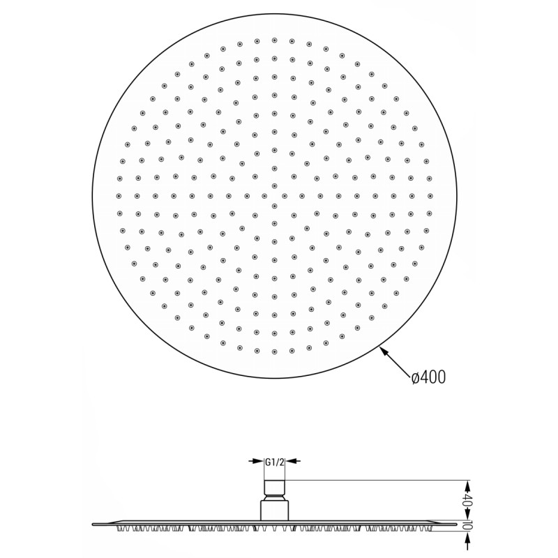 Mexen Slim deszczownica 40 cm, czarna - 79240-70