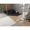 Mexen Flat brodzik pięciokątny slim lewy 100 x 80 cm, czarny, syfon chrom - 41P708010L
