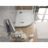 Mexen Flat brodzik półokrągły slim prawy 90 x 80 cm, biały, syfon złoty - 41108090P-G