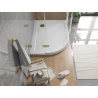 Mexen Flat brodzik półokrągły slim prawy 100 x 80 cm, biały, syfon złoty - 41108010P-G