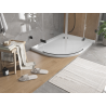 Mexen Flat brodzik półokrągły slim prawy 90 x 80 cm, biały, syfon czarny - 41108090P-B