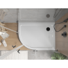 Mexen Flat brodzik półokrągły slim prawy 90 x 80 cm, biały, syfon czarny - 41108090P-B