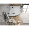 Mexen Flat brodzik półokrągły slim prawy 100 x 90 cm, biały, syfon czarny - 41109010P-B