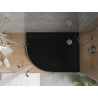 Mexen Flat brodzik półokrągły slim prawy 90 x 80 cm, czarny, syfon chrom - 41708090P