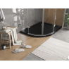 Mexen Flat brodzik półokrągły slim prawy 100 x 80 cm, czarny, syfon chrom - 41708010P