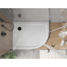 Mexen Flat brodzik półokrągły slim lewy 90 x 80 cm, biały, syfon czarny - 41108090L-B