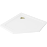 Mexen Flat brodzik pięciokątny slim 80 x 80 cm, biały, syfon złoty - 41P108080-G