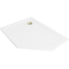 Mexen Flat brodzik pięciokątny slim lewy 90 x 80 cm, biały, syfon złoty - 41P108090L-G
