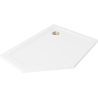 Mexen Flat brodzik pięciokątny slim prawy 90 x 80 cm, biały, syfon złoty - 41P108090R-G