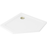 Mexen Flat brodzik pięciokątny slim 100 x 100 cm, biały, syfon złoty - 41P101010-G