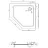 Mexen Flat brodzik pięciokątny slim 80 x 80 cm, czarny, syfon złoty - 41P708080-G
