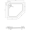 Mexen Flat brodzik pięciokątny slim lewy 100 x 90 cm, czarny, syfon złoty - 41P709010L-G