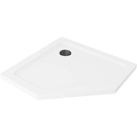 Mexen Flat brodzik pięciokątny slim 80 x 80 cm, biały, syfon czarny - 41P108080-B