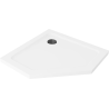 Mexen Flat brodzik pięciokątny slim 80 x 80 cm, biały, syfon czarny - 41P108080-B