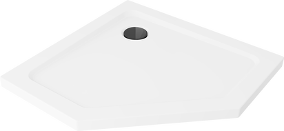 Mexen Flat brodzik pięciokątny slim 80 x 80 cm, biały, syfon czarny - 41P108080-B