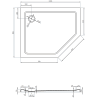 Mexen Flat brodzik pięciokątny slim lewy 100 x 80 cm, biały, syfon czarny - 41P108010L-B