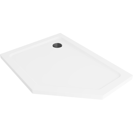Mexen Flat brodzik pięciokątny slim lewy 100 x 80 cm, biały, syfon czarny - 41P108010L-B