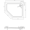 Mexen Flat brodzik pięciokątny slim prawy 100 x 80 cm, biały, syfon czarny - 41P108010R-B