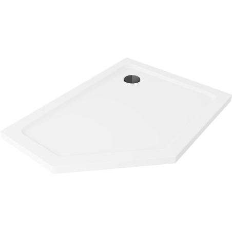Mexen Flat brodzik pięciokątny slim prawy 100 x 80 cm, biały, syfon czarny - 41P108010R-B
