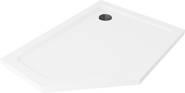 Mexen Flat brodzik pięciokątny slim prawy 100 x 80 cm, biały, syfon czarny - 41P108010R-B