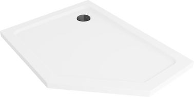 Mexen Flat brodzik pięciokątny slim lewy 100 x 90 cm, biały, syfon czarny - 41P109010L-B