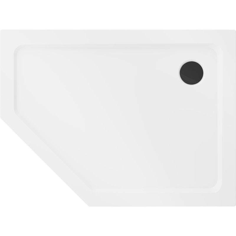 Mexen Flat brodzik pięciokątny slim prawy 100 x 90 cm, biały, syfon czarny - 41P109010R-B