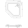 Mexen Flat brodzik pięciokątny slim 100 x 100 cm, biały, syfon czarny - 41P101010-B