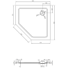 Mexen Flat brodzik pięciokątny slim 80 x 80 cm, czarny, syfon czarny - 41P708080-B