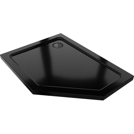 Mexen Flat brodzik pięciokątny slim lewy 90 x 80 cm, czarny, syfon czarny - 41P708090L-B