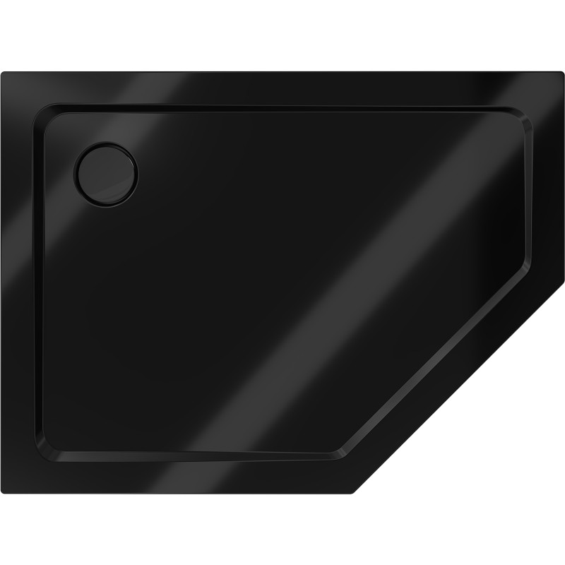 Mexen Flat brodzik pięciokątny slim lewy 100 x 80 cm, czarny, syfon czarny - 41P708010L-B