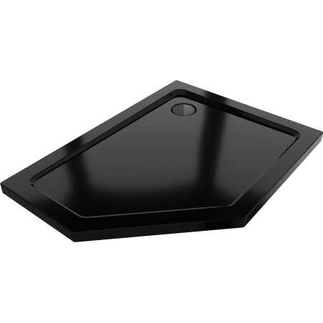 Mexen Flat brodzik pięciokątny slim prawy 100 x 80 cm, czarny, syfon czarny - 41P708010R-B