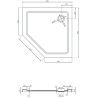 Mexen Flat brodzik pięciokątny slim 90 x 90 cm, czarny, syfon czarny - 41P709090-B