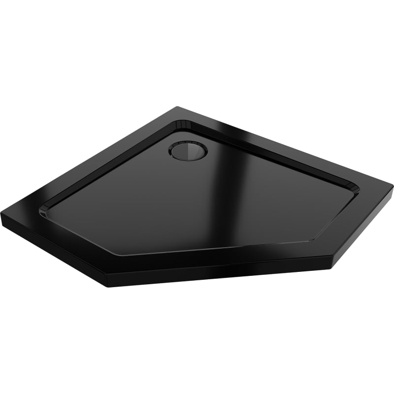 Mexen Flat brodzik pięciokątny slim 90 x 90 cm, czarny, syfon czarny - 41P709090-B