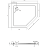 Mexen Flat brodzik pięciokątny slim lewy 100 x 90 cm, czarny, syfon czarny - 41P709010L-B