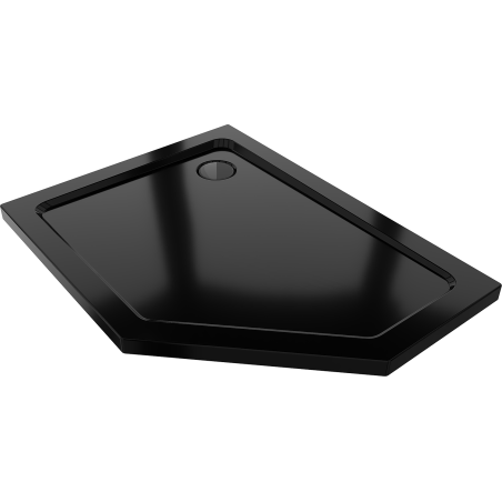 Mexen Flat brodzik pięciokątny slim lewy 100 x 90 cm, czarny, syfon czarny - 41P709010L-B