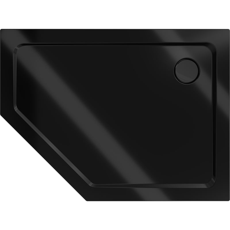 Mexen Flat brodzik pięciokątny slim prawy 100 x 90 cm, czarny, syfon czarny - 41P709010R-B