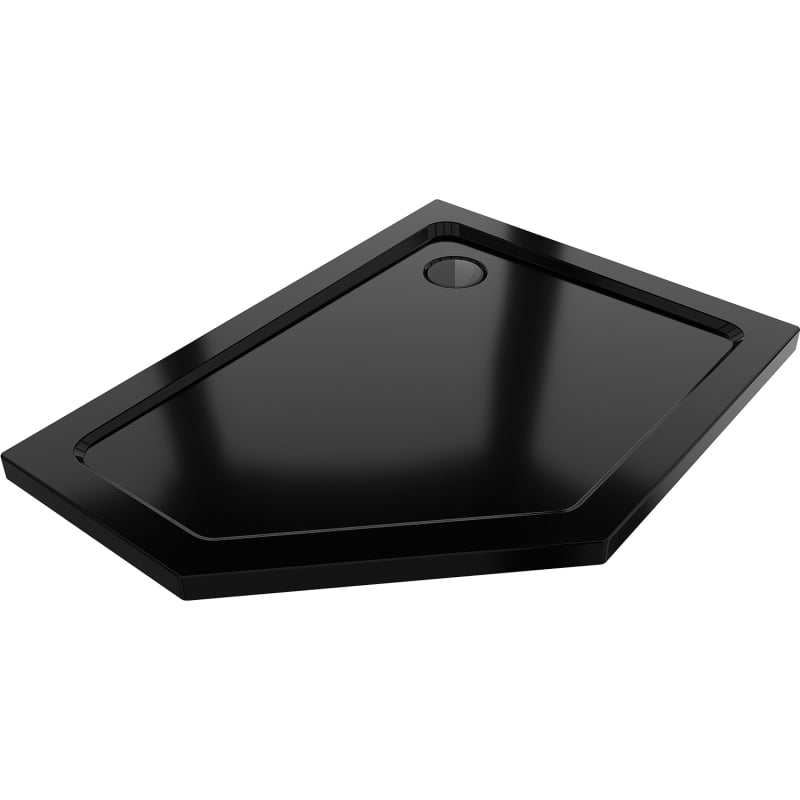 Mexen Flat brodzik pięciokątny slim prawy 100 x 90 cm, czarny, syfon czarny - 41P709010R-B