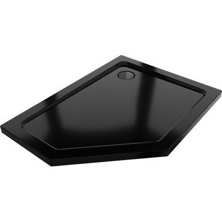 Mexen Flat brodzik pięciokątny slim prawy 100 x 90 cm, czarny, syfon czarny - 41P709010R-B
