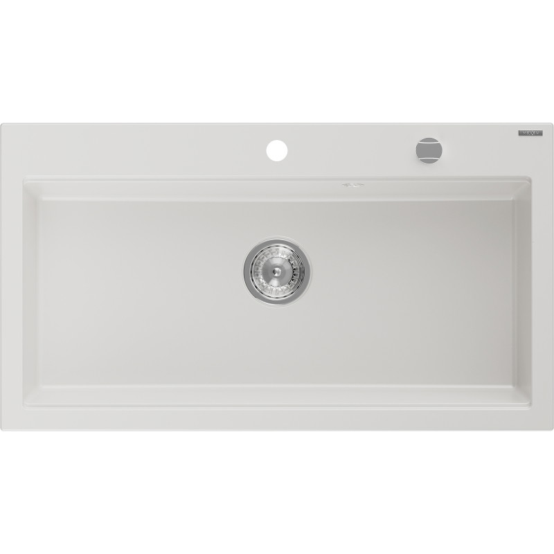Mexen Slido zlewozmywak granitowy 1-komorowy 900 x 500 mm, biały, syfon chrom - 6528901005-20