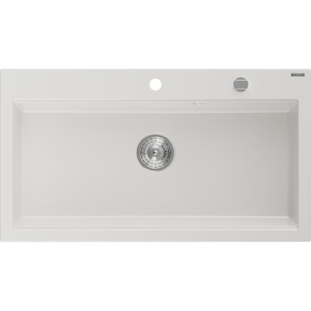 Mexen Slido zlewozmywak granitowy 1-komorowy 900 x 500 mm, biały, syfon chrom - 6528901005-20
