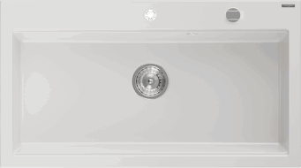 Mexen Slido zlewozmywak granitowy 1-komorowy 900 x 500 mm, biały, syfon chrom - 6528901005-20