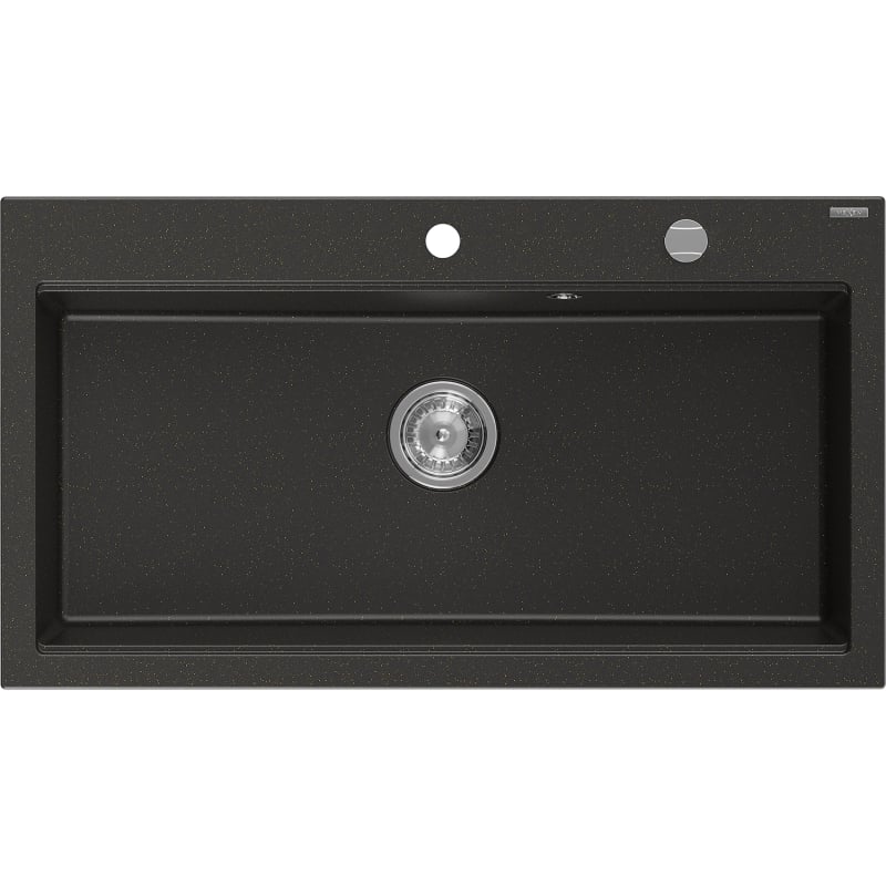 Mexen Slido zlewozmywak granitowy 1-komorowy 900 x 500 mm, czarny/złoty metalik, syfon chrom - 6528901005-75